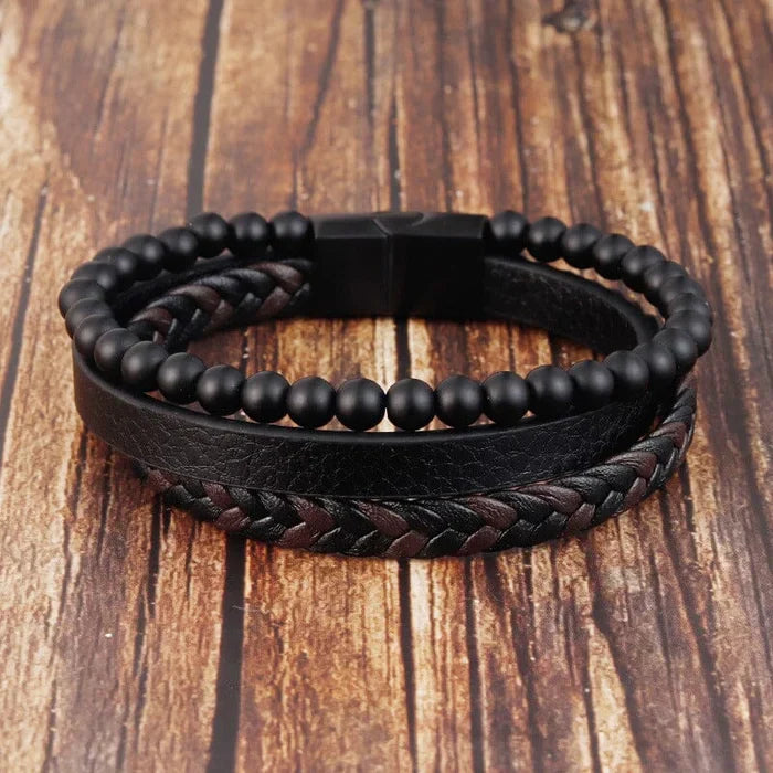 Bracelet cassé en cuir en pierre naturelle🔥TCHAD